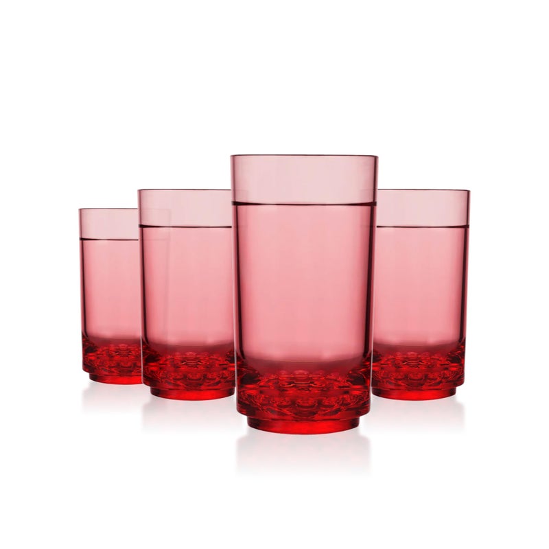 Drinique ELT-TA-RED-4 Elite Tall Unbreakable Tritan Highball Glasses, 14 oz (Set of 4), Red - Image 1